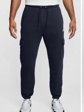 Nike Club Fleece Cargo Sweatpants Navy Blue Large